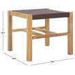 Safavieh Solana Teak and Leather Ottoman in Brown / Natural