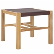 Safavieh Solana Teak and Leather Ottoman in Brown / Natural