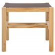 Safavieh Solana Teak and Leather Ottoman in Brown / Natural
