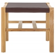 Safavieh Solana Teak and Leather Ottoman in Brown / Natural