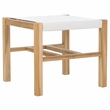 Safavieh Solana Teak  and Leather Ottoman in White / Natural