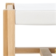 Safavieh Solana Teak  and Leather Ottoman in White / Natural