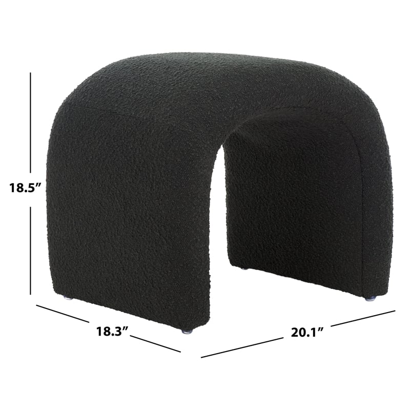 Safavieh Kibo  Pine and Polyester Ottoman in Black