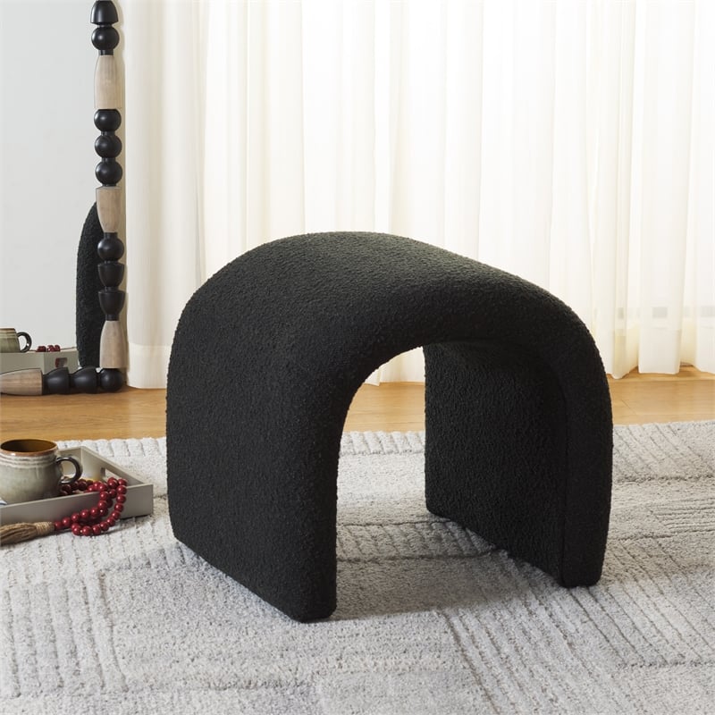 Safavieh Kibo  Pine and Polyester Ottoman in Black