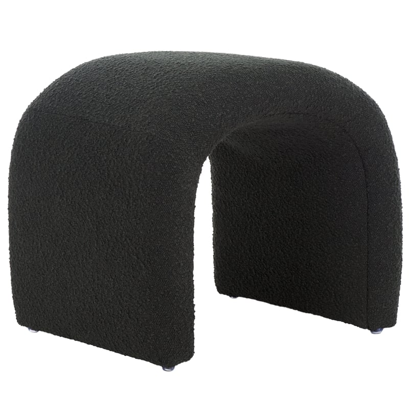 Safavieh Kibo  Pine and Polyester Ottoman in Black