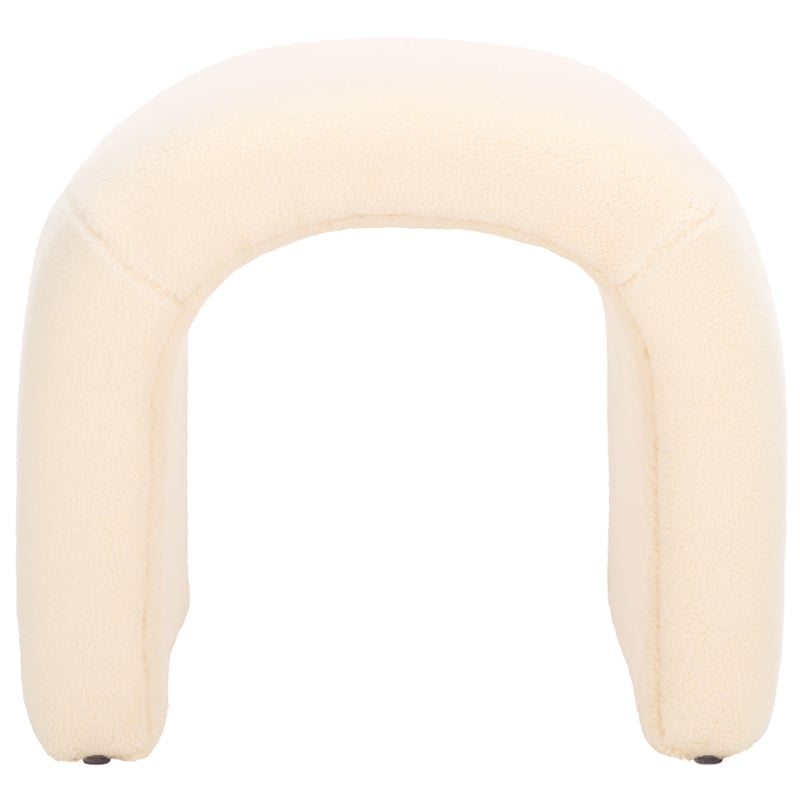 Safavieh Kibo  Pine and Polyester Ottoman in Cream
