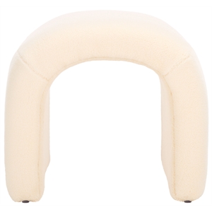 Safavieh Kibo  Pine and Polyester Ottoman in Cream