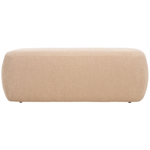 Safavieh Whitley Pine Wood and Fabric Rectangular Ottoman in Tan