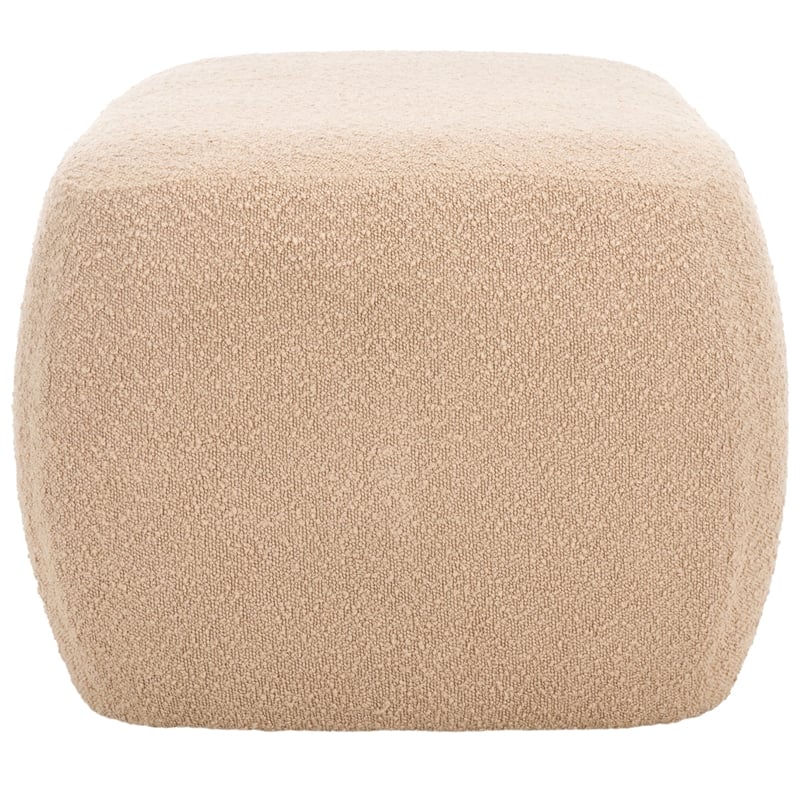 Safavieh Whitley Pine Wood and Fabric Rectangular Ottoman in Tan