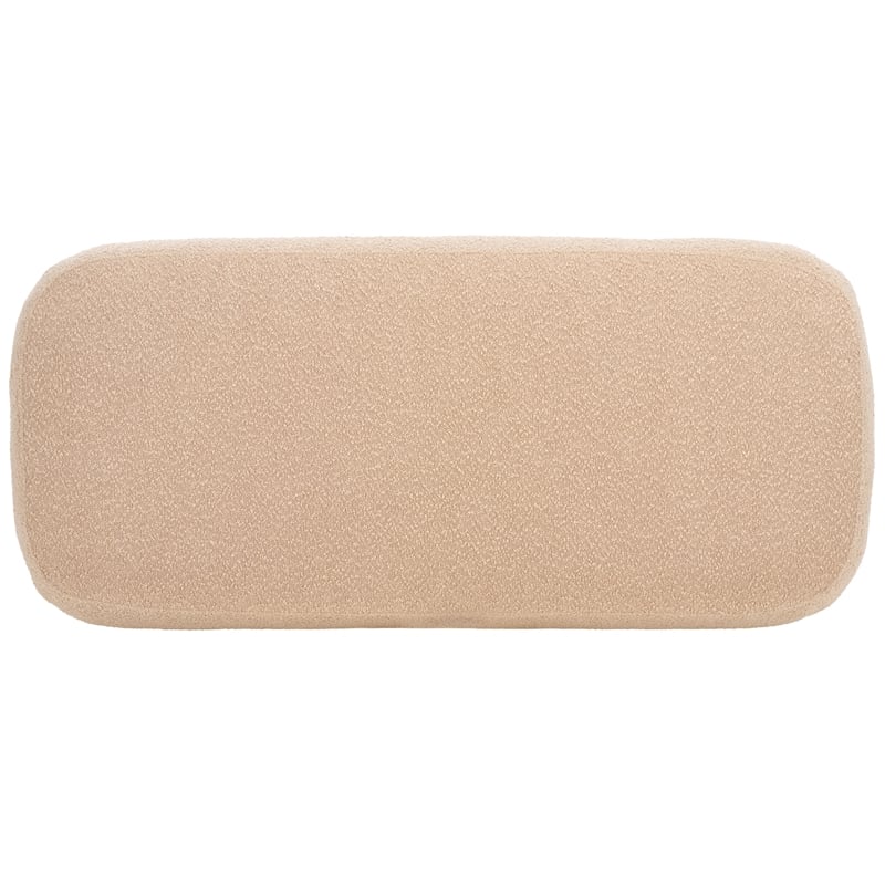 Safavieh Whitley Pine Wood and Fabric Rectangular Ottoman in Tan