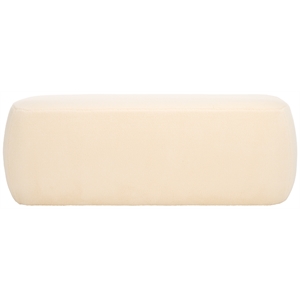 Safavieh Whitley Pine Wood and Fabric Rectangular Ottoman in Cream