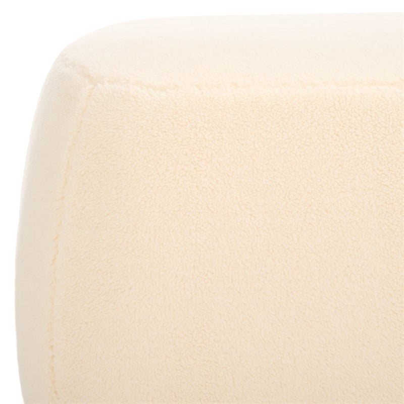 Safavieh Whitley Pine Wood and Fabric Rectangular Ottoman in Cream