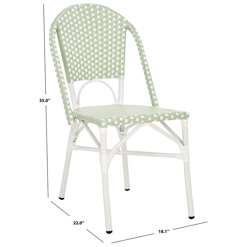 Safavieh Oliver  Aluminum Bistro Chairs  in Green/White