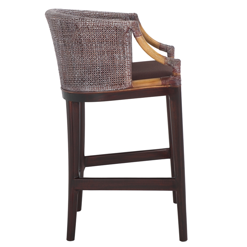 Safavieh Brando Solid Wood and Cotton Counter Stool in Brown / Brown