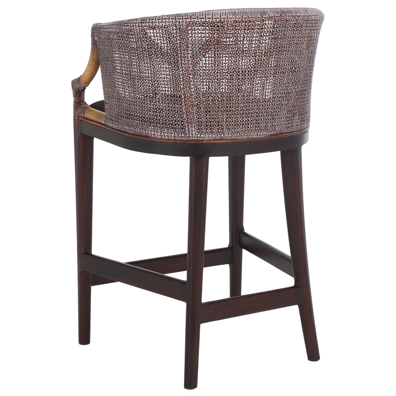 Safavieh Brando Solid Wood and Cotton Counter Stool in Brown / Brown