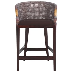 Safavieh Brando Solid Wood and Cotton Counter Stool in Brown / Brown