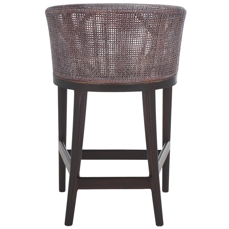 Safavieh Brando Solid Wood and Cotton  Counter Stool in Brown/ White