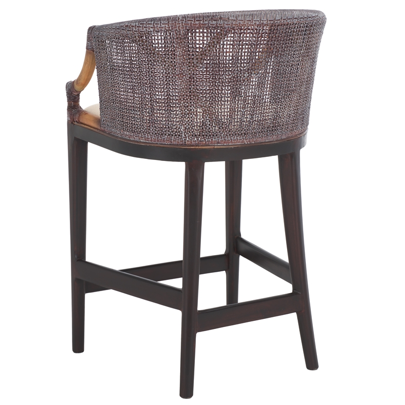 Safavieh Brando Solid Wood and Cotton  Counter Stool in Brown/ White