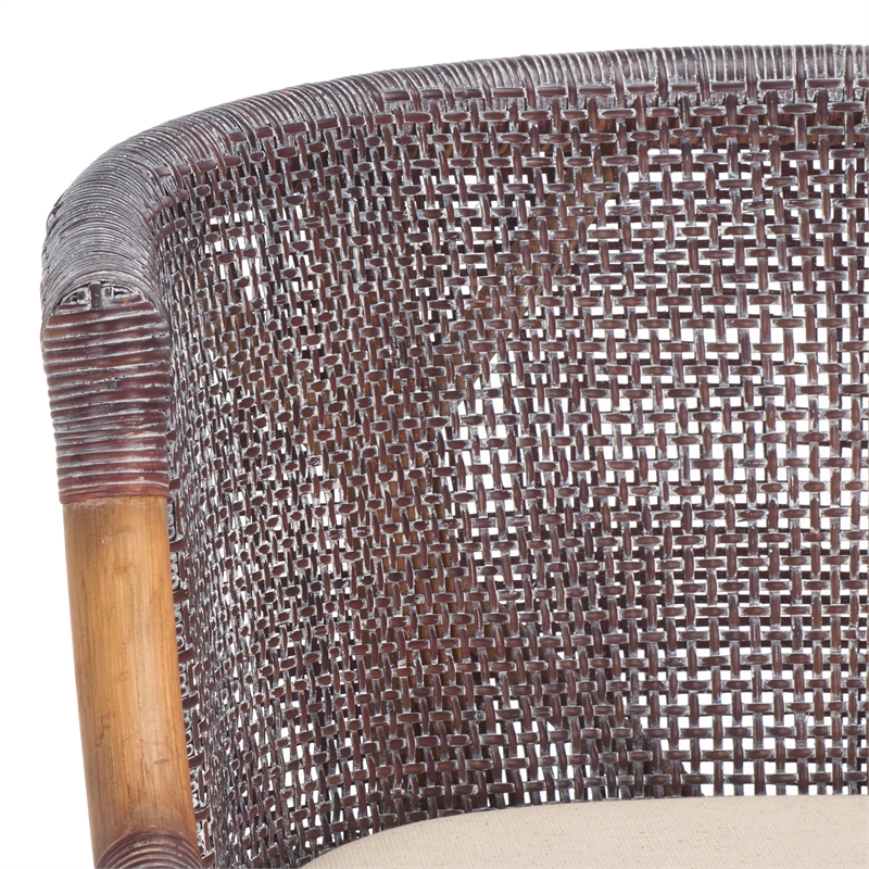 Safavieh Brando Solid Wood and Cotton  Counter Stool in Brown/ White