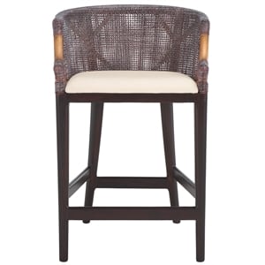 Safavieh Brando Solid Wood and Cotton  Counter Stool in Brown/ White