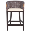 Safavieh Brando Solid Wood and Cotton  Counter Stool in Brown/ White