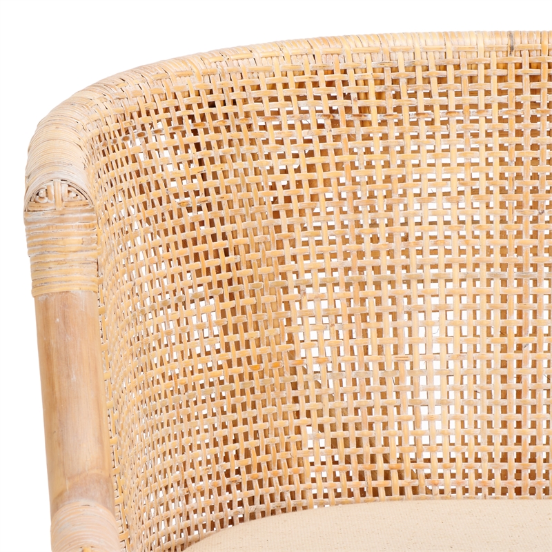 Safavieh Brando Solid Wood and Cotton Counter Stool in Natural / White