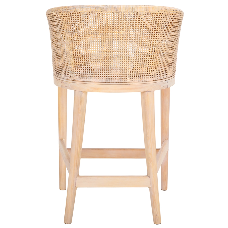 Safavieh Brando Solid Wood and Cotton Counter Stool in Natural / White
