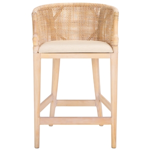Safavieh Brando Solid Wood and Cotton Counter Stool in Natural / White