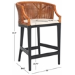 Safavieh Brando Solid Wood and Cotton Counter Stool in Brown/ Black/White