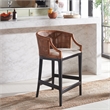 Safavieh Brando Solid Wood and Cotton Counter Stool in Brown/ Black/White