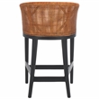 Safavieh Brando Solid Wood and Cotton Counter Stool in Brown/ Black/White