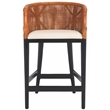 Safavieh Brando Solid Wood and Cotton Counter Stool in Brown/ Black/White