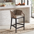 Safavieh Brando Solid Wood and Cotton Counter Stool in Light Gray / Black/ White