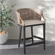 Safavieh Brando Solid Wood and Cotton Counter Stool in Light Gray / Black/ White