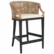 Safavieh Brando Solid Wood and Cotton Counter Stool in Light Gray / Black/ White
