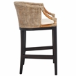 Safavieh Brando Solid Wood and Cotton Counter Stool in Light Gray / Black/ White