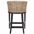 Safavieh Brando Solid Wood and Cotton Counter Stool in Light Gray / Black/ White