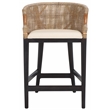 Safavieh Brando Solid Wood and Cotton Counter Stool in Light Gray / Black/ White