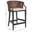 Safavieh Brando Solid Wood and Cotton Counter Stool in Brown/Black/White