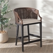 Safavieh Brando Solid Wood and Cotton Counter Stool in Brown/Black/White