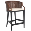 Safavieh Brando Solid Wood and Cotton Counter Stool in Brown/Black/White
