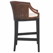 Safavieh Brando Solid Wood and Cotton Counter Stool in Brown/Black/White