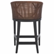 Safavieh Brando Solid Wood and Cotton Counter Stool in Brown/Black/White
