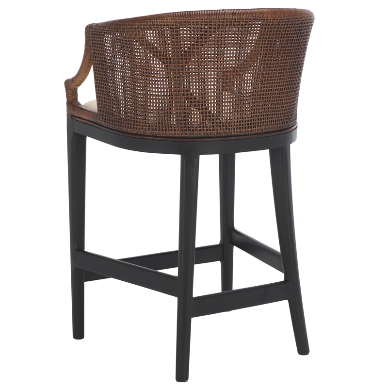 Safavieh Brando Solid Wood and Cotton Counter Stool in Brown/Black/White