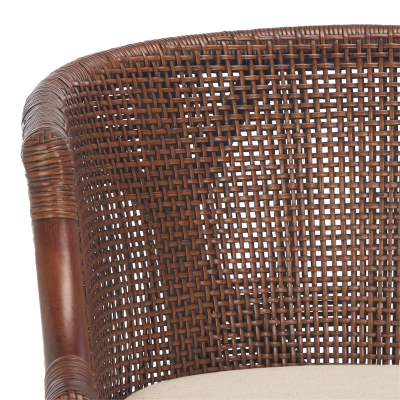 Safavieh Brando Solid Wood and Cotton Counter Stool in Brown/Black/White