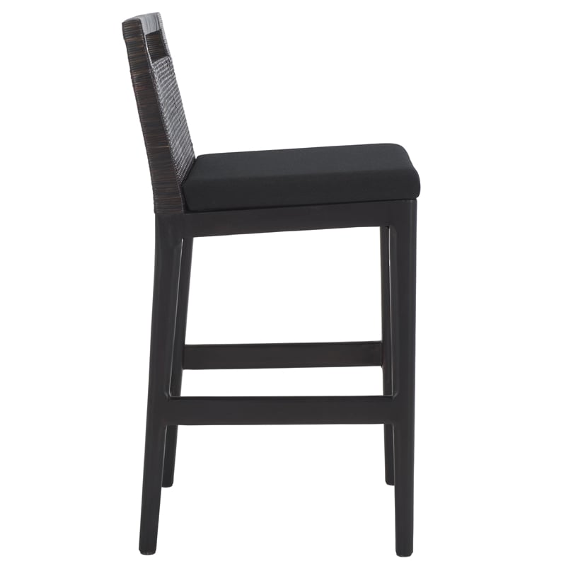 Safavieh Darin Solid Wood and Cotton Counter Stool in  Brown / Black
