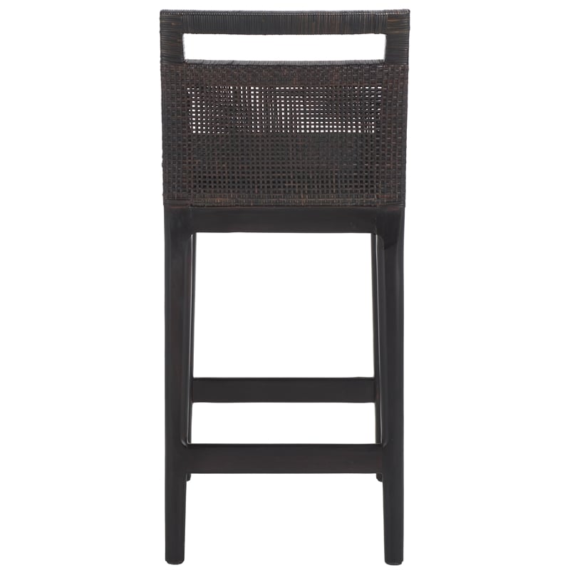 Safavieh Darin Solid Wood and Cotton Counter Stool in  Brown / Black