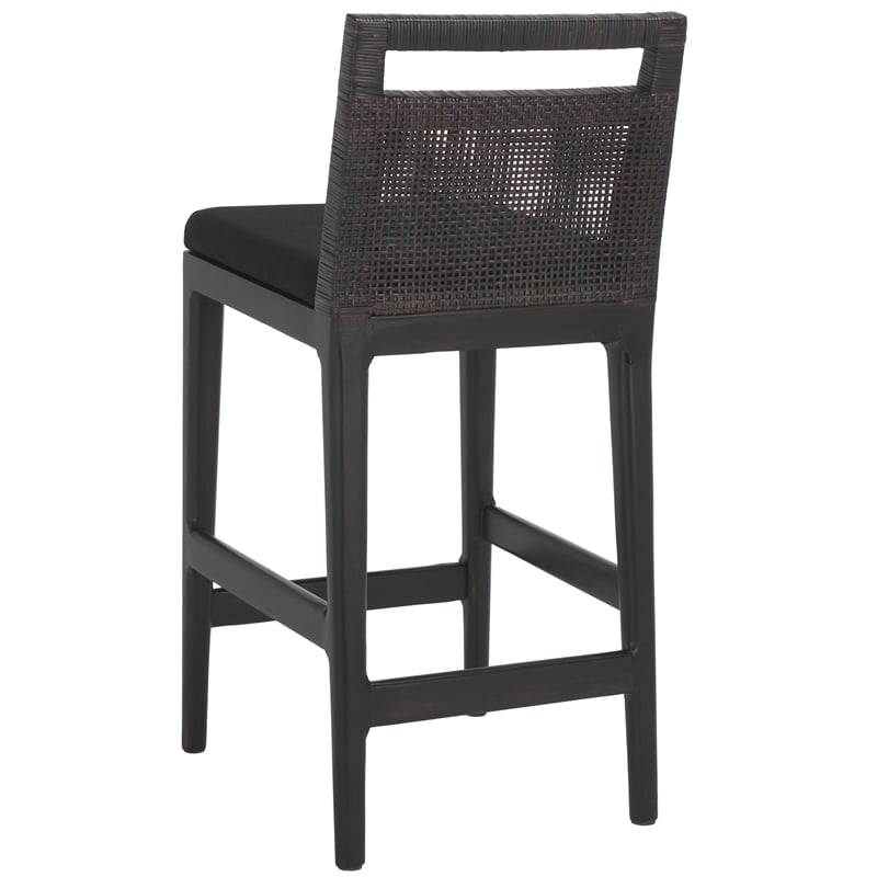 Safavieh Darin Solid Wood and Cotton Counter Stool in  Brown / Black
