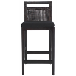 Safavieh Darin Solid Wood and Cotton Counter Stool in  Brown / Black