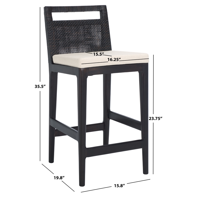 Safavieh Darin Solid Wood and Cotton Counter Stool in Brown / White